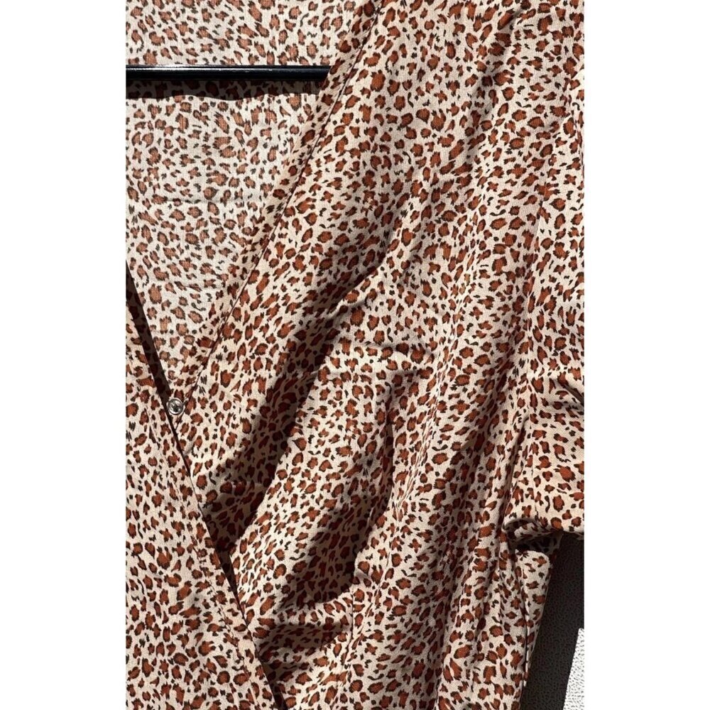 Pretty Garden Long Sleeve Boho Leopard Print Maxi Dress Women’s Sz M Ruffle Hem - Picture 4 of 13